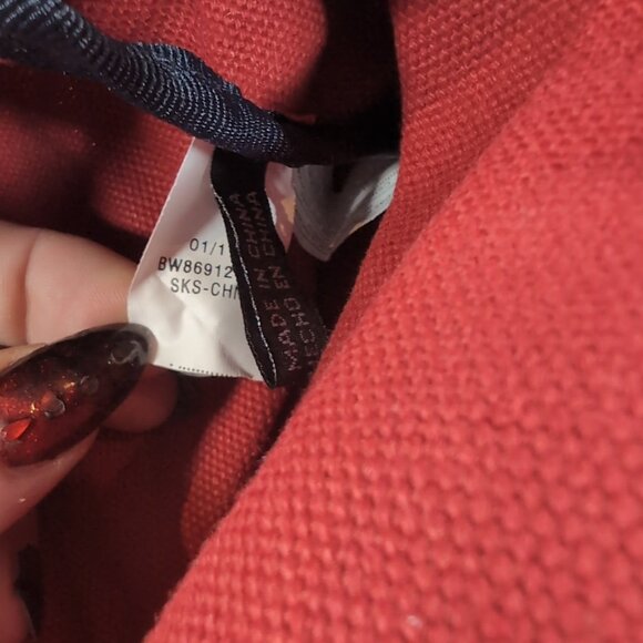 Tommy Hilfiger Tote Bag Matching Pouch Set Red Navy Blue Stripe Straps Large - Picture 8 of 13